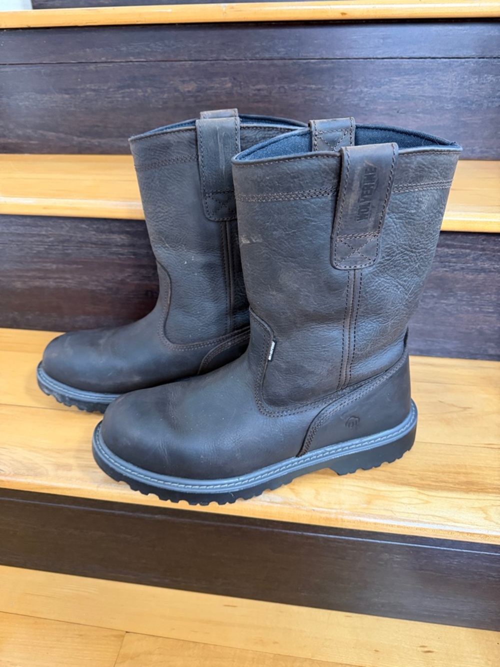 Men’s Wolverine Dark Brown Pull-On Work Boots